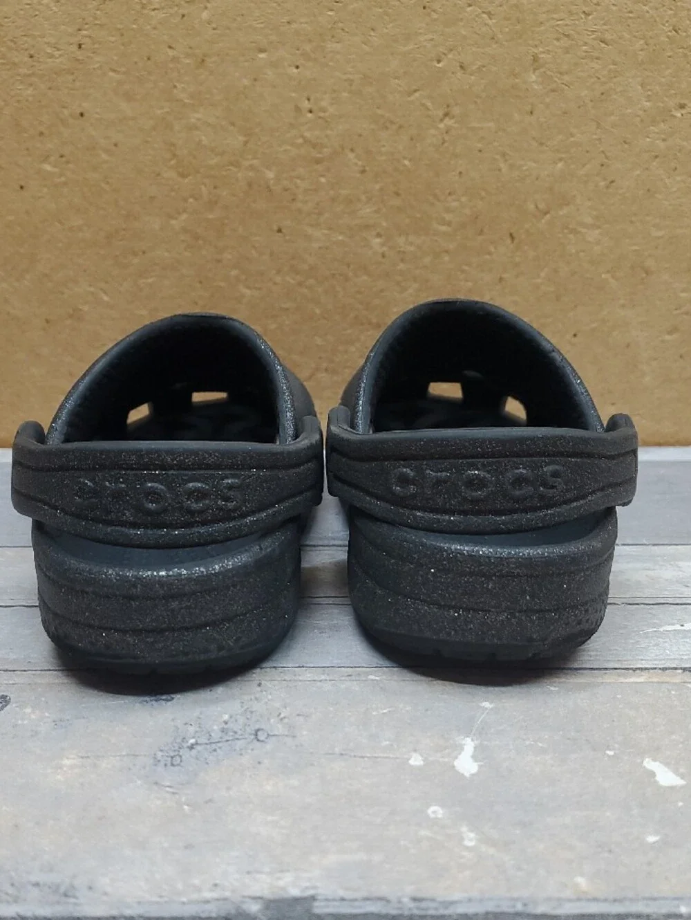 Crocs Kids Black Glitter Clogs Size C 6